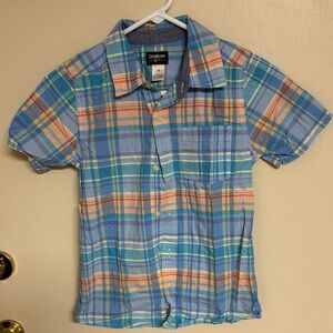 OshKosh B'gosh Men's Blue and Orange Plaid Shirt